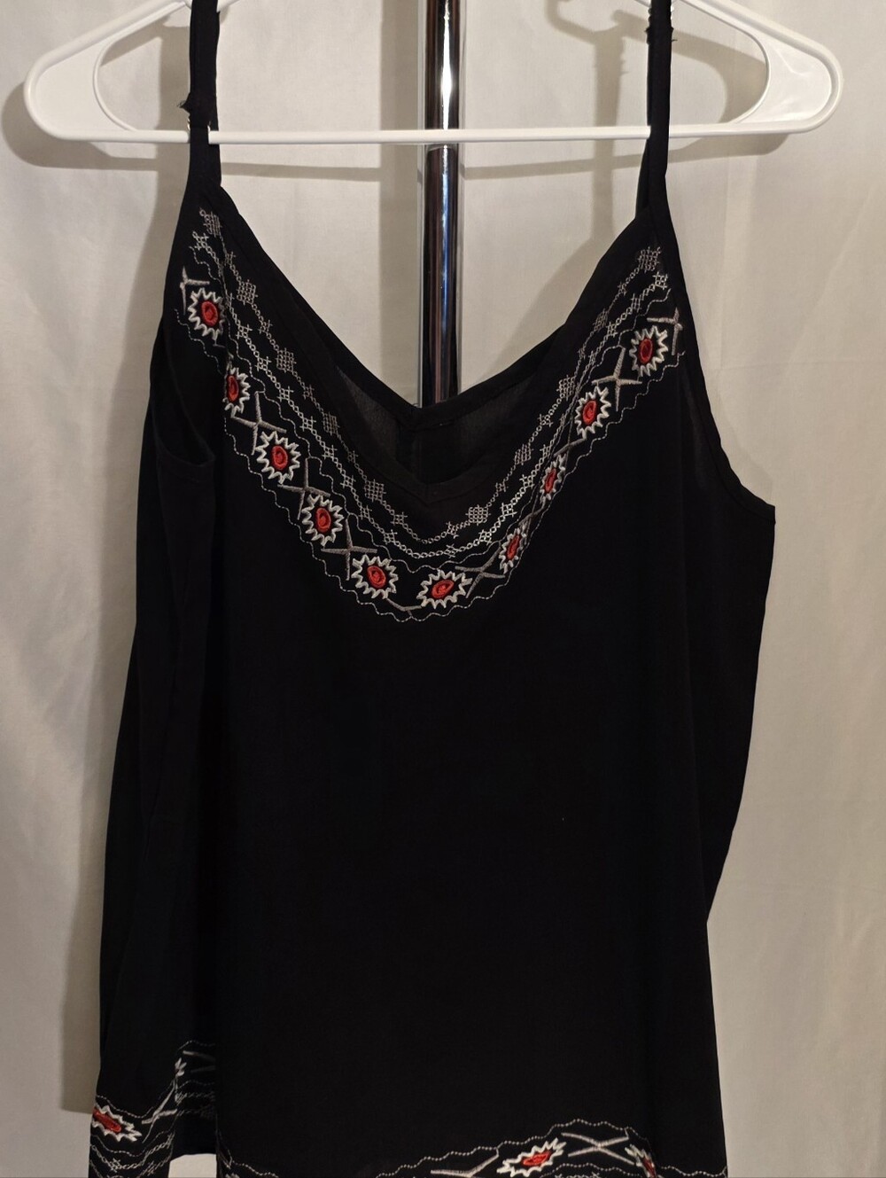Embroidered Spaghetti Top